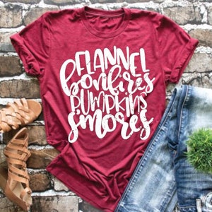 Fall womens shirt, Thanksgiving shirt, mom shirt, pumpkin shirt, Flannel, bonfires, pumpkin, smores, Fall tee, Autumn shirt, pumpkin patch