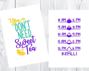 Water bottle decal,southern decal, fitness tracker, water intake tracker, fitness decal, sweet tea, drink your water, exercise, souther girl