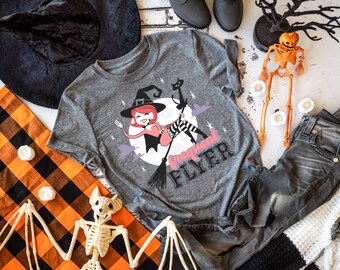 Frequent flyer, Halloween shirt, funny Halloween shirt, witch shirt, spooky shirt, fall shirt, retro tee, womens tshirt, sexy witch tee