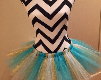 Jasmine Inspired Running Tutu, Blue & Gold Sparkle, Adult Costume Skirt