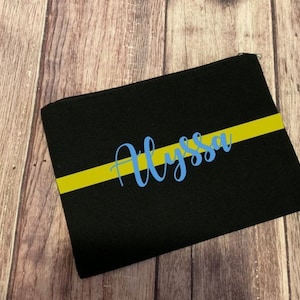 personalized dispatcher bag, headset bag, 911 bag, thin gold line, name bag, first responder gift, operator bag, makeup bag, gift for her