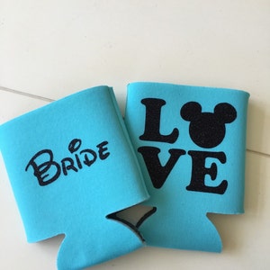Disney wedding, 2 Bride and groom can huggers, disney wedding favors, can huggers, disney cruise, wedding shower, bridesmaid gift, groomsman