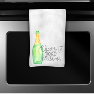 Bar Towel, Kitchen towels, funny kitchen towels, cheers, champagne lover, housewarming gift, personalized dish towel, wine gift, pour