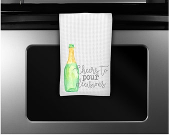 Bar Towel, Kitchen towels, funny kitchen towels, cheers, champagne lover, housewarming gift, personalized dish towel, wine gift, pour