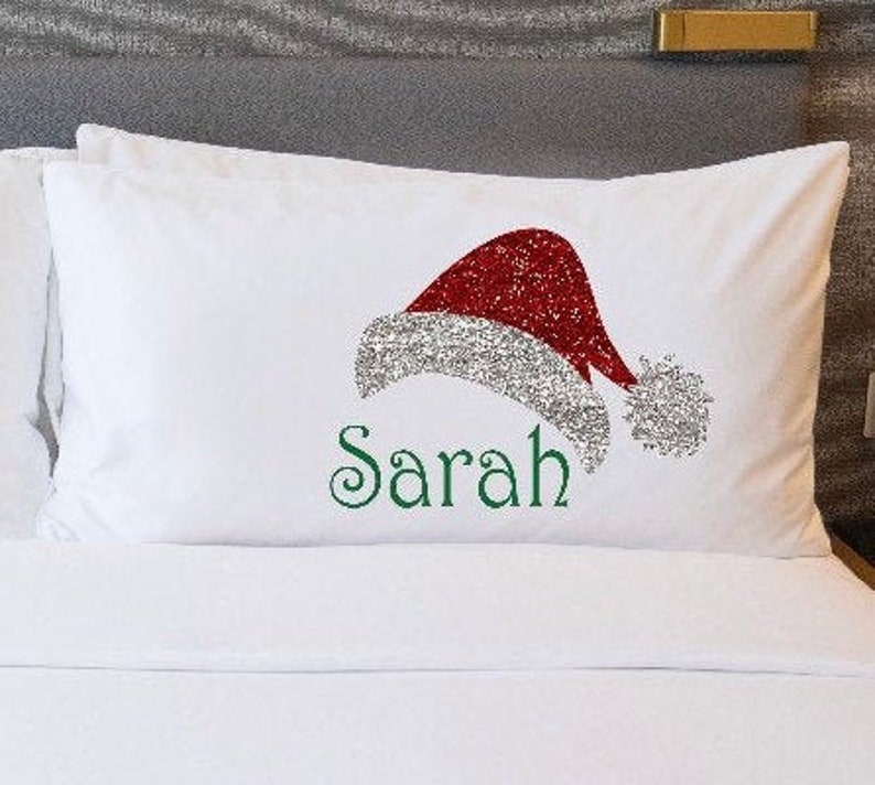 Christmas pillowcases, stocking stuffer, santa pillow cases, custom pillowcases, personalized pillowcases, gift for kids, reindeer pillow, image 1