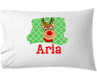 Christmas pillowcases, stocking stuffer, reindeer pillow cases, custom pillowcases, personalized pillowcases, gift for kids, reindeer pillow