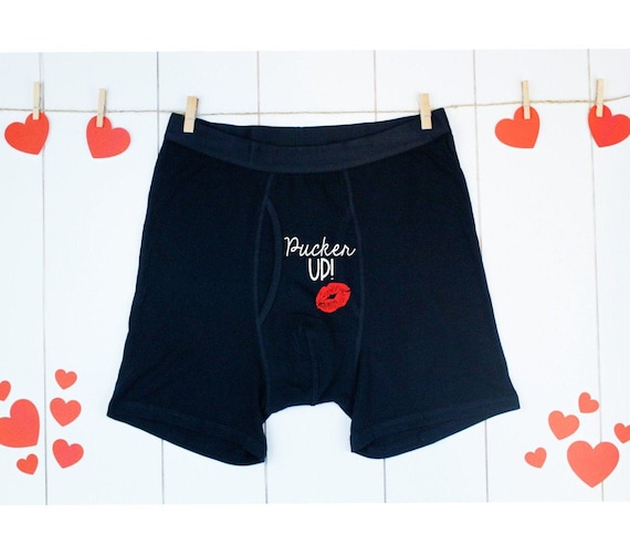 Funny Boxers, Valentines Boxers, Pucker Up, Naughty Valentines Gift,  Personalized Boxers, Funny Gift for Men, Mens Underwear, Gift for Groom 
