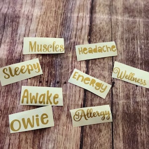 essential oil labels, roller bottle decals, aromatherapy labels, 10ml oil bottle labels, oil stickers, EO labels, thieves label, rose gold