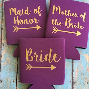 Personalized can cooler, bridesmaid can cooler, bridal party favor, bridesmaid gift, bachlorette party favor, can hugger, maid of honor gft