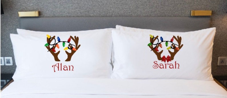 Christmas pillowcases, stocking stuffer, santa pillow cases, custom pillowcases, personalized pillowcases, gift for kids, reindeer pillow, image 2