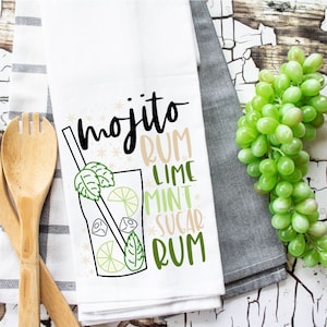 Margarita towel, Mojito towel, funny Kitchen Towel, drinking towel, Bar gift, Housewarming, Kitchen Decor, Waffle Towel, Hostess Gift