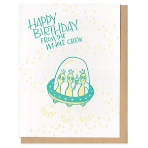 Feliz cumpleaños de toda la tripulación Aliens tarjeta de felicitación
