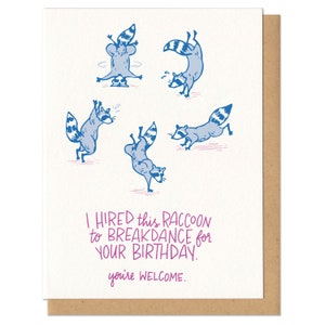 Breakdancing Raccoon Birthday Greeting Card