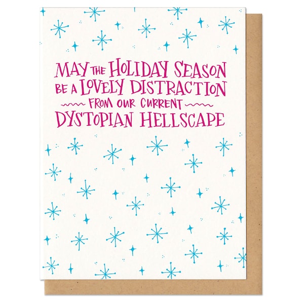 Dystopische Hellscape-vakantiewenskaart
