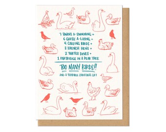 Too Many Birds Christmas Gift Greeting Card