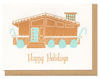 Happy Holidays Gingerbread House Greeting Card