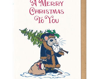 Tarjeta de felicitación de Papá Noel Ratón: Feliz Navidad