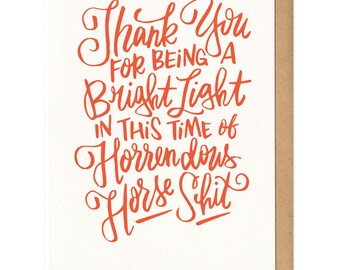 Tarjeta de felicitación "Gracias por ser una luz brillante"