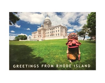 Big Nazo Standing on Statehouse Lawn Providence Postcard