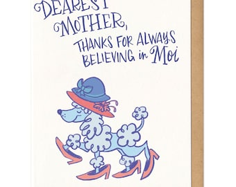 Tarjeta de felicitación "Querida Madre Caniche"