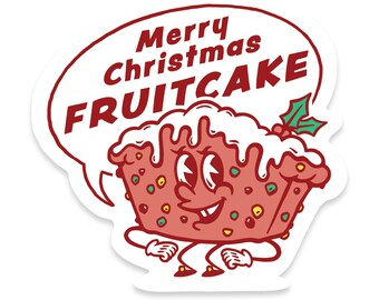 Merry Christmas Fruitcake Sticker