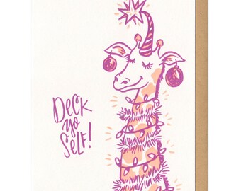 Deck Yo Self Giraffe Greeting Card