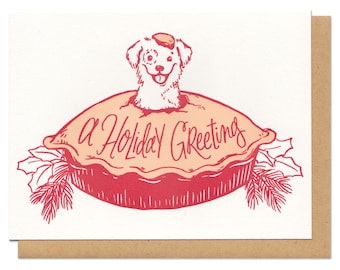 Holiday Greeting Puppy Pie Greeting Card