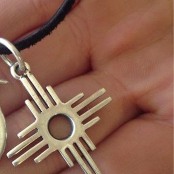 Taos Sun Pendant .925 Sterling Silver Handmade Zia Symbol Necklace - Gloss Finish