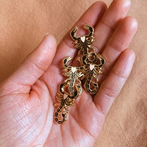 Scorpion Enamel Pin, Black, 1.2&quot; Hard Enamel in Gold Metal Finish. Desert, Wedding Favor, Southwest, Scorpio Gift, Stocking Stuffer