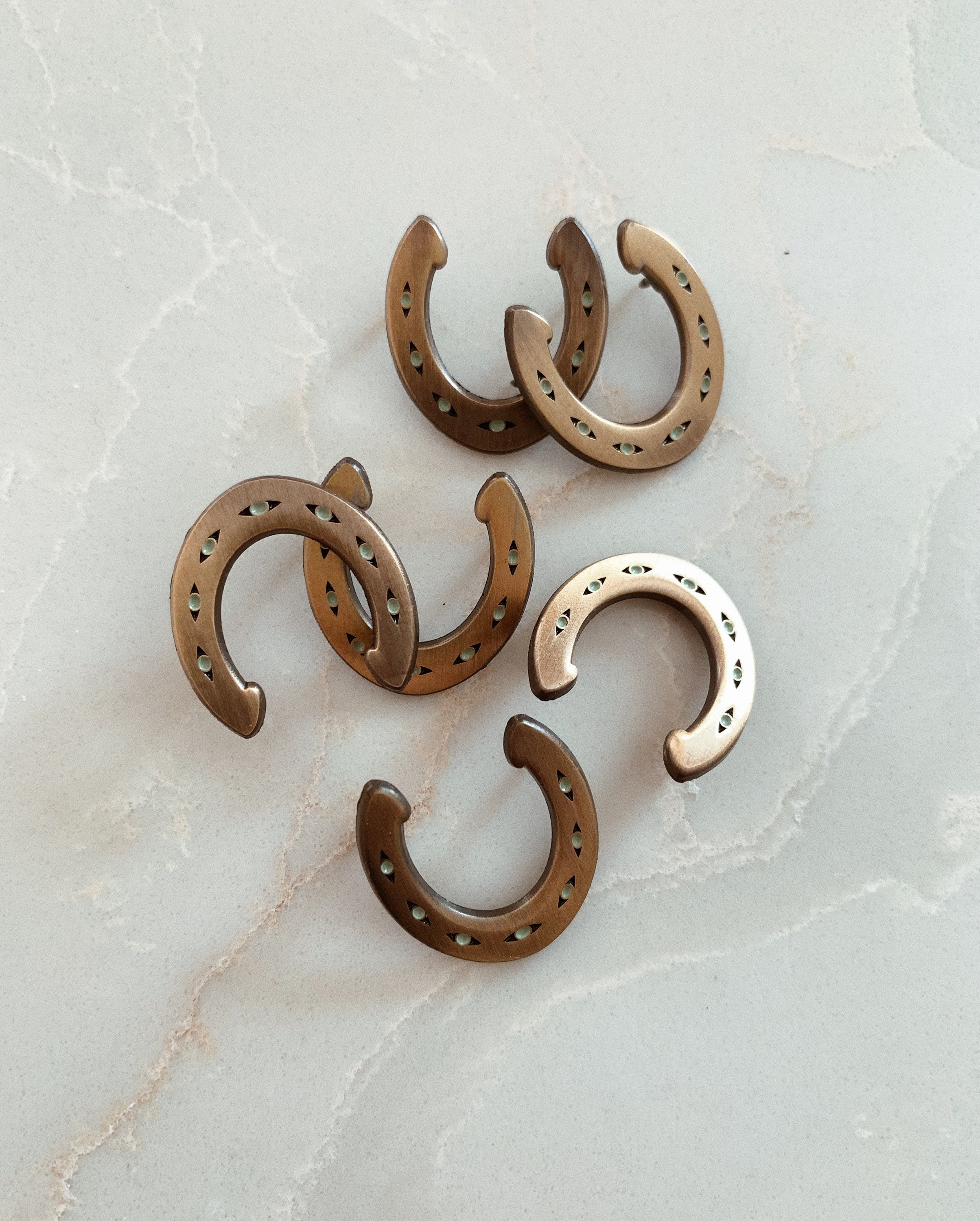 Broche Vintage Fer à Cheval Fin XIXe Siècle - Métal Argenté 35x30mm - Occasion