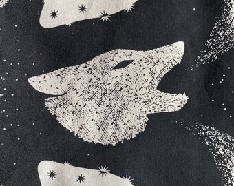 Coyote Howl Bandana | Bone, Olive, Pecan, 100% Cotton Handkerchief Accessory. Tapestry, Screenprint, Night, Wolf, Luna, Moth Cactus Desert