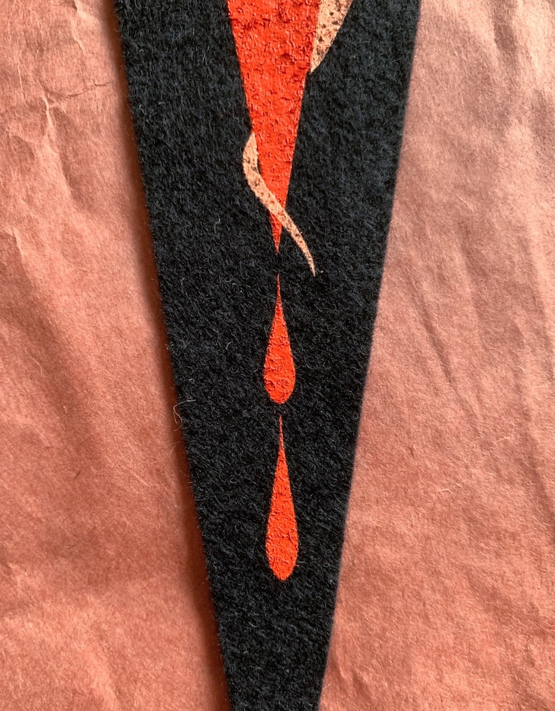 Heart Pennant 7x21, Black & Cream Wool Felt Pennant, Flag with Ties, Snake, Valentine's Day Gift Idea, Wall Hanging image 8