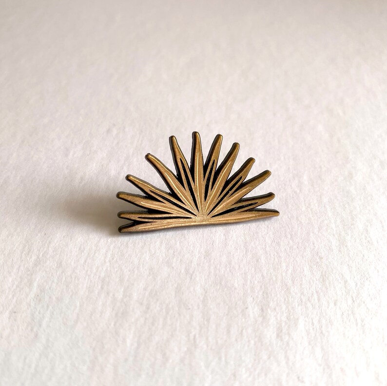 Agave Soft Enamel Pin, 1.3 Antique Gold Finish. Cactus Lapel Pin. Sand & Black Soft Enamel, Gift Idea. Gift for Her image 2
