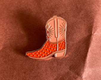 Strawberry Botita Enamel Pin, 1.25" Cowboy Boot, Copper Finish. Pink & Red Soft Enamel, Desert Wedding, Cactus, Valentine, Gift Idea