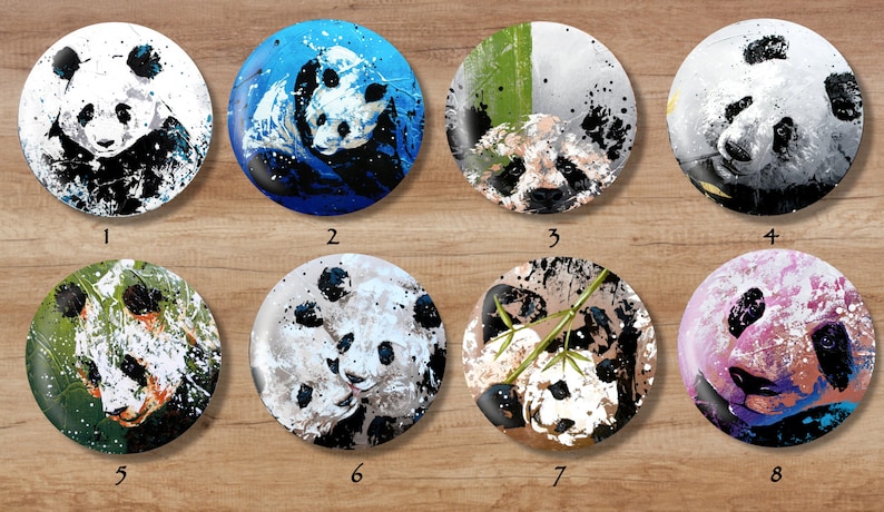 PANDAS magnets animal magnet Asia China gift idea decor decor painting original black and white bamboo