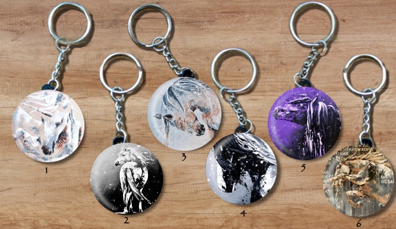 Porte Clés Chevaux Licorne Frison Pur Sang Arabe Cheval Indien Shire Pie Animal Totem Idée Cadeau Bijou De Sac