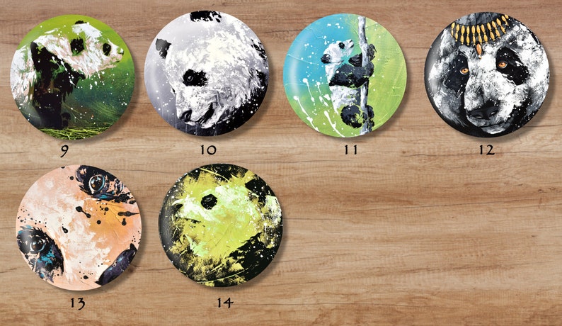 PANDAS magnets animal magnet Asia China gift idea decor decor painting original black and white bamboo
