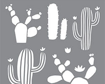 10" x 10" Americana Reusable Adhesive Stencil-Cacti