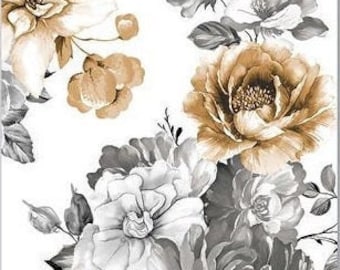 Four (4) Paper Hostess Napkins for Decoupage and Paper Crafts, Gardenia, Floral-MDW