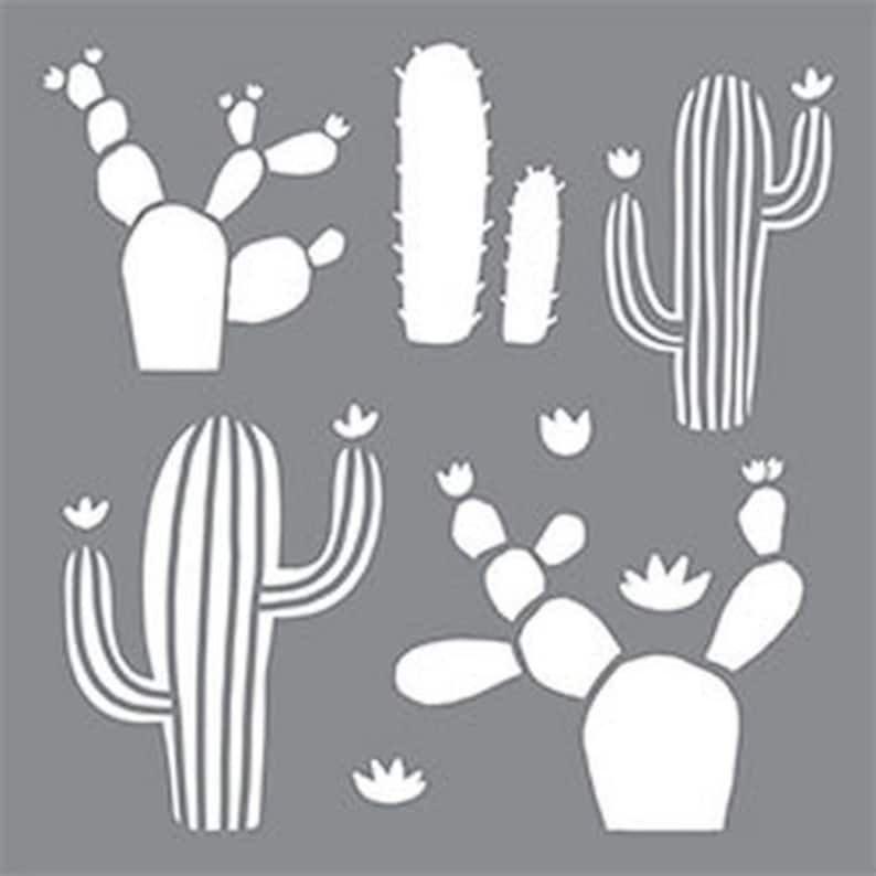 10 x 10 Americana Reusable Adhesive Stencil-Cacti image 1