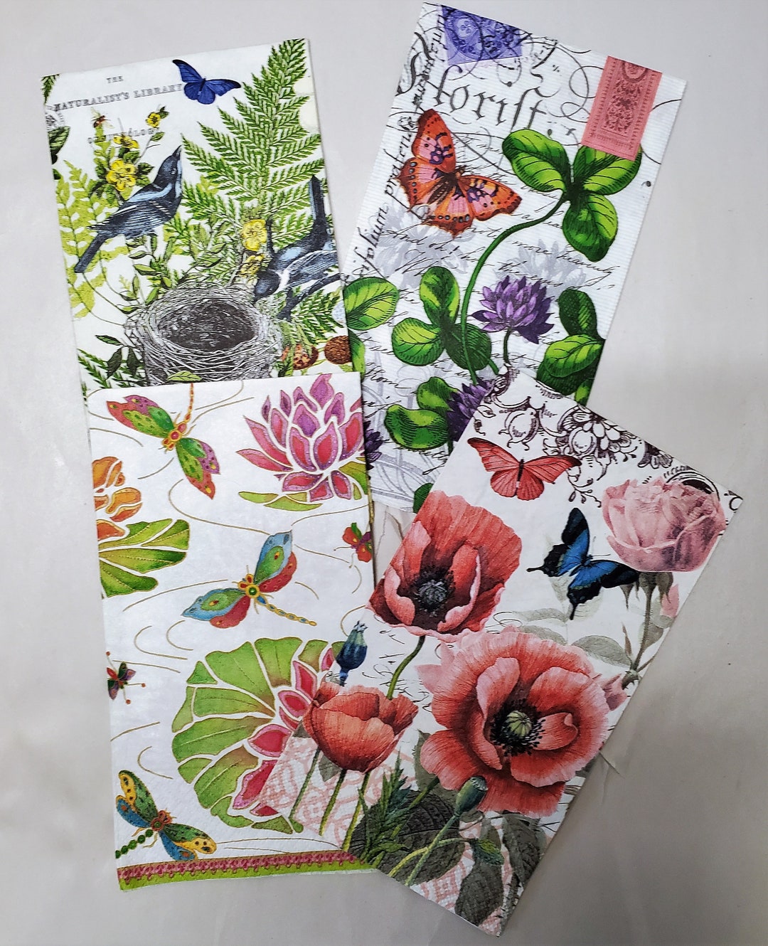 Four 4 Assorted Paper Hostess Napkins for Decoupage and Etsy Singapore