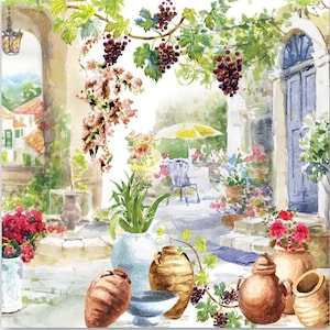 Four (4) Luncheon Napkins for Decoupage and Paper Crafts, Tuscan Terrace