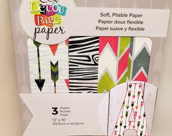 DecoArt Americana Decoupage Papers-Arrows, Three Coordinating Designs, Mixed Media Art Paper