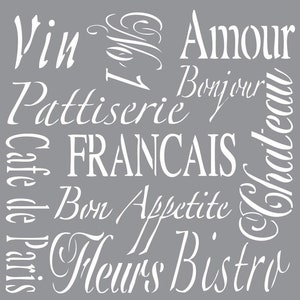 Americana Decor Stencil-French Living, Reusable Stencil 12 x 12