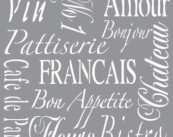 Americana Decor Stencil-French Living, Reusable Stencil 12 x 12