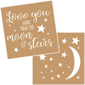 Moon and Stars, Value Kraft, Decoart, 8&quot; x 8&quot;, 2 Stencils Per Package, Reusable Stencils
