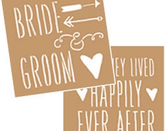 Bride & Groom, Value Kraft, Decoart, 8" x 8", 2 Stencils Per Package, Reusable Stencils