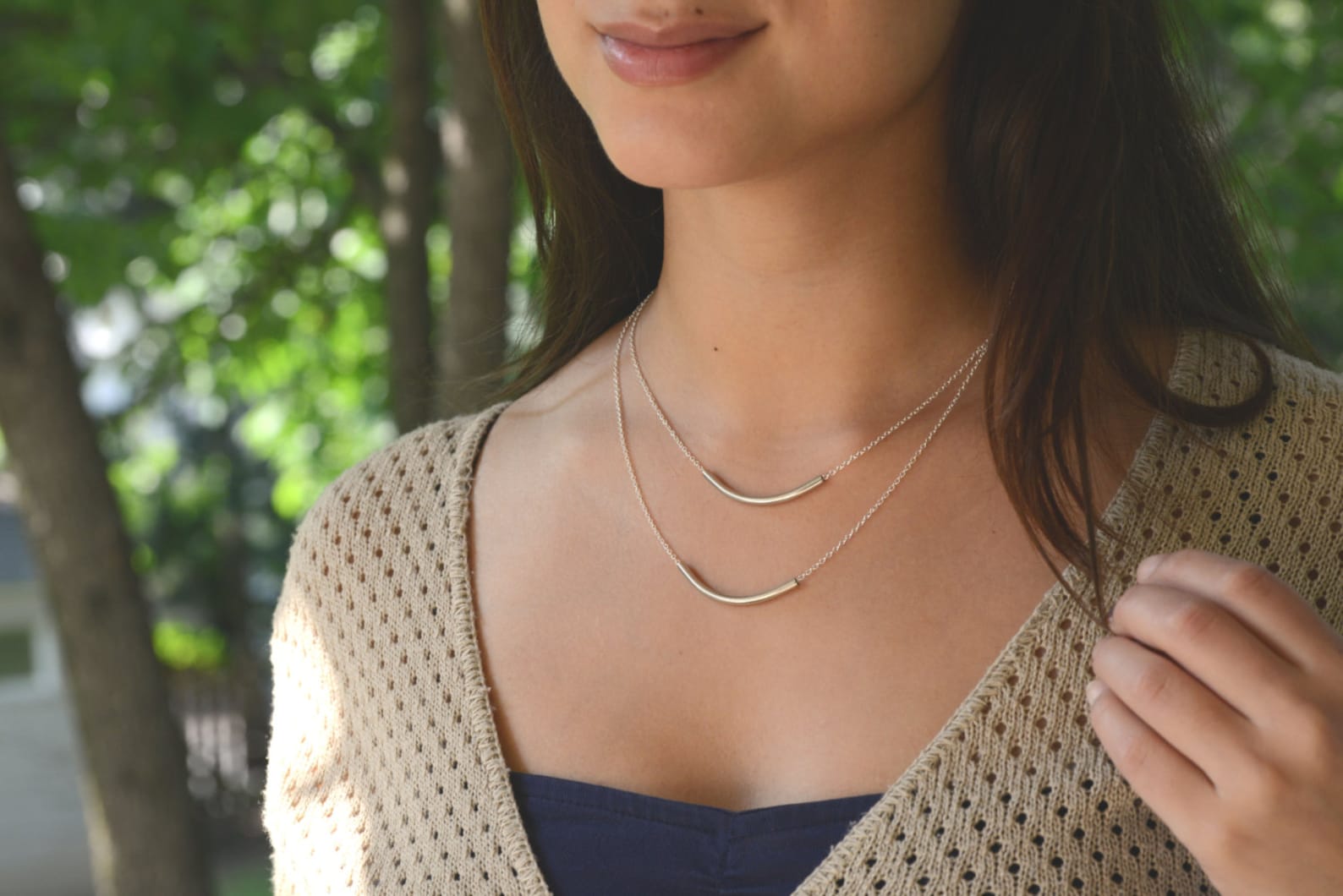 Silver Double Strand Necklace Layer Layered Necklaces for Etsy
