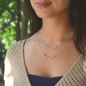 Silver Double Strand Necklace Layer | Layered Necklaces for Women | Silver Necklace Layered Bead | Gift for Her | Jewelry for Women Handmade