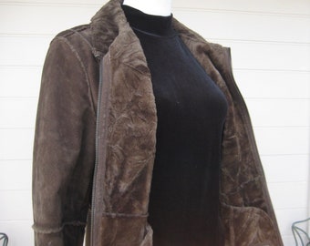 Beautiful WINLIT 90's Sheepskin Leather Jacket - Zipper Front - Brown Slim Fit Jacket - Hidden Side Pockets - Lovely Condition - Size  M